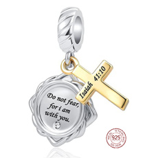 Striebro 925 Náboženské zaklínadlá Isah 41:10, prívesok 2v1 na náramok