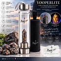 Sklenená krištáľová fľaša na vodu Napij sa® pravdy – Yooperlite fluorescenčný hrot | 550 ml