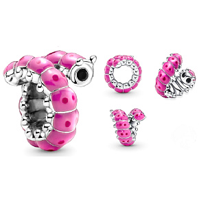 Striebro 925 Roztomilá krútená húsenica, korálik na zvieracom náramku