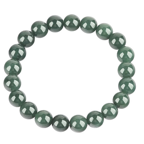 Jadeit Barmský zelený náramok elastický prírodný kameň, 9 mm / 16 - 17cm, láska šťastie