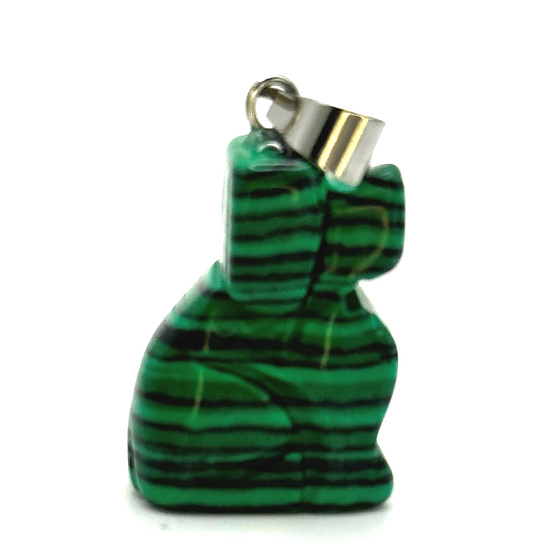 Malachitový prívesok pes, ručne brúsená figúrka 1,8 x 2,5 x 8 mm, kameň želania
