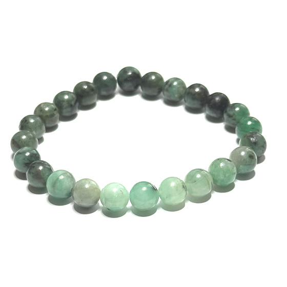 Smaragdový náramok elastický prírodný kameň, guľôčka 8 mm / 16 - 17 cm, kráľovský kameň