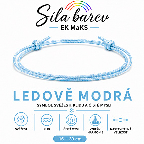 Šňůrkový náramek Síla barev – Ledově modrá | Symbol svěžesti, klidu a čisté mysli | nastavitelný 16 - 30 cm Šňůrkový náramek Síla barev – Ledově modrá | Symbol svěžesti, klidu a čisté mysli | nastavitelný 16 - 30 cm