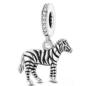 Charm Striebro 925 Zebra kôň v pyžame, prívesok na náramok zviera