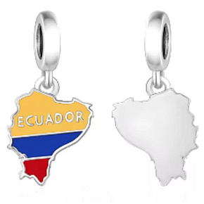 Charm Ekvádor vlajka - houpající se mapa, přívěsek na náramek cestování Charm Ekvádor vlajka - houpající se mapa, přívěsek na náramek cestování