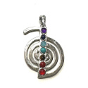 energetický prívesok 7 čakier, špirála, cca 48 x 32 mm, symbol rovnováhy, prírodné korálky