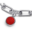 Charm Striebro 925 Mini medailón červený imitácia Achát, prívesok na náramok symbol