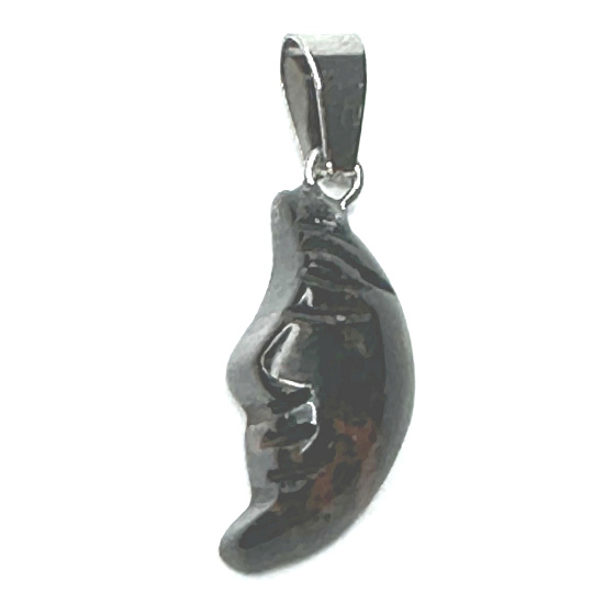 Obsidián Moka Moon prívesok prírodný kameň, ručne brúsená figúrka 2,2 x 10 mm, záchranný kameň