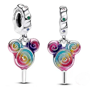 Prívesok zo striebra 925 Disney Mickey/Minnie Mouse Lolly Head, filmový náramok Prívesok zo striebra 925 Disney Mickey/Minnie Mouse Lolly Head, filmový náramok