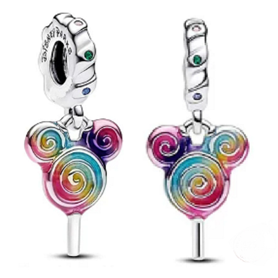Prívesok zo striebra 925 Disney Mickey/Minnie Mouse Lolly Head, filmový náramok