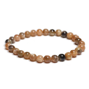 Mesačný kameň čierny náramok elastický prírodný kameň, guľôčka 6 mm / 16 - 17 cm, kameň osudu