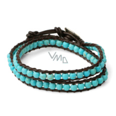 Tyrkenit kožený čierny náramok prírodný kameň balenie 2 pramene ručne pletené korálky 6 mm / 35 cm, kameň mladých ľudí hľadajúcich životný cieľ Tyrkenit kožený čierny náramok prírodný kameň balenie 2 pramene ručne pletené korálky 6 mm / 35 cm, kameň mladých ľudí hľadajúcich životný cieľ