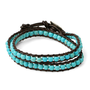 Tyrkenit kožený čierny náramok prírodný kameň balenie 2 pramene ručne pletené korálky 6 mm / 35 cm, kameň mladých ľudí hľadajúcich životný cieľ