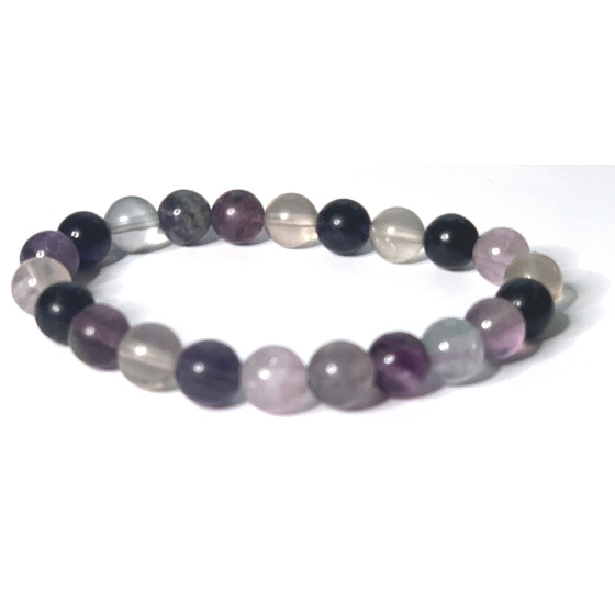 Fluorit fialovo-čierny náramok elastický prírodný kameň, guľôčka 8 mm / 16-17 cm, kameň géniov