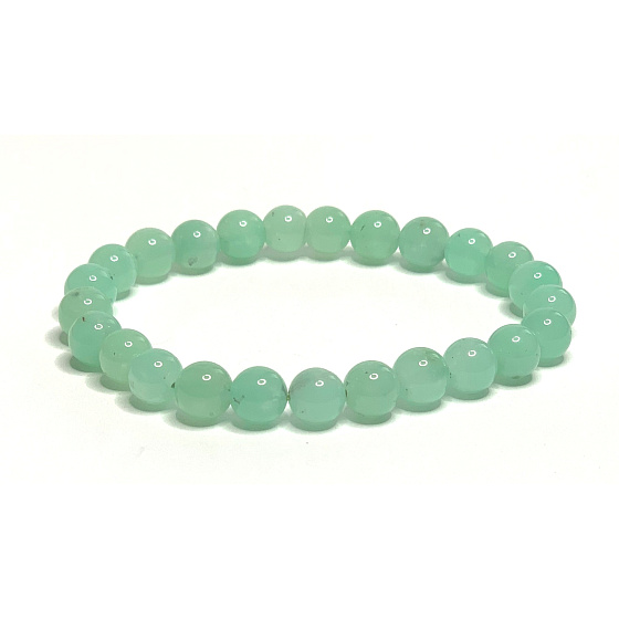 Chryzoprasový náramok elastický prírodný kameň, guľôčka 7 - 8 mm / 16 - 17 cm, kameň harmónie rodinných vzťahov