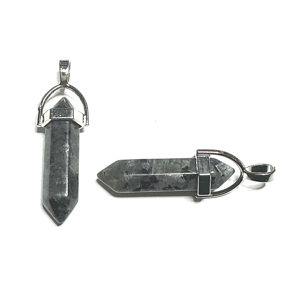 Labradoritové kyvadlo prívesok šesťuholník prírodný kameň 41 x 13 mm, kameň transformácie