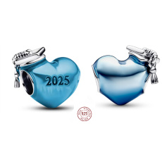 Charm Sterlingové stříbro 925 Gradace Modré promoční srdce 2025, korálek na náramek gradace