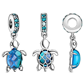 Striebro 925 morská korytnačka Murano sklo prívesok náramok zvierat