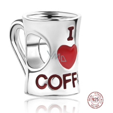Prívesok Striebro 925 Milujem kávu, korálik na náramok, jedlo a pitie Prívesok Striebro 925 Milujem kávu, korálik na náramok, jedlo a pitie