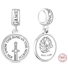 Šarm Striebro 925 Hra o tróny Jon Snow, prívesok na náramok, film