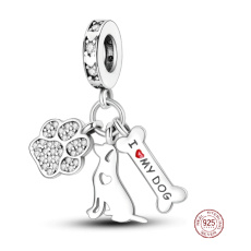 Striebro 925 I love my dog, prívesok s náramkom 3v1