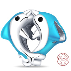 Prívesok Striebro 925 Dva delfíny, korálik na náramku zviera