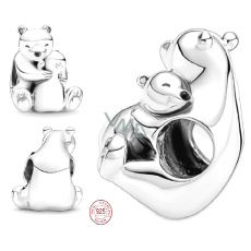 Prívesok Striebro 925 Objímanie ľadových medveďov, korálik na náramku rodina Prívesok Striebro 925 Objímanie ľadových medveďov, korálik na náramku rodina