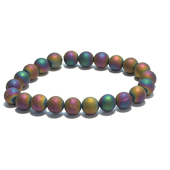 Karneol galvanicky pokovený – elastický náramek 8 mm | 16–17 cm, Síla tvořivosti