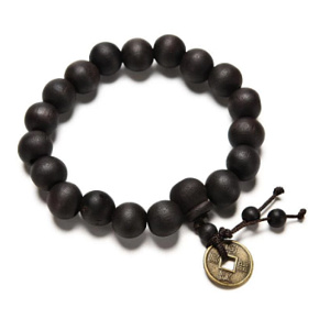 Tibetský budhistický náboženský náramok elastický z prírodného dreva, korálik 1,1 cm / 16 - 17 cm Tibetský budhistický náboženský náramok elastický z prírodného dreva, korálik 1,1 cm / 16 - 17 cm