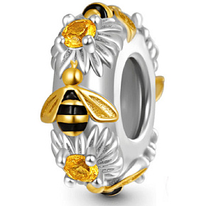 Prívesok Striebro 925 Trblietavá včela, korálik na náramku zviera