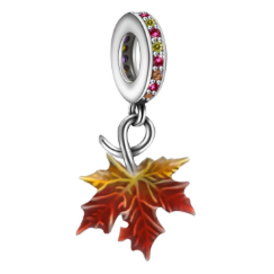 Prívesok zo striebra 925 Farby jesene - jesenný list, javorový list, prívesok na náramok
