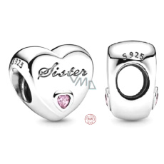 Prívesok zo striebra 925 Milovaná sestra srdce, korálik na náramku rodina