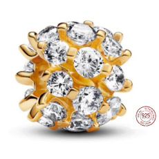 Prívesok Striebro 925 Zlatý trblietavý okrúhly prívesok, korálik na náramku symbol Prívesok Striebro 925 Zlatý trblietavý okrúhly prívesok, korálik na náramku symbol