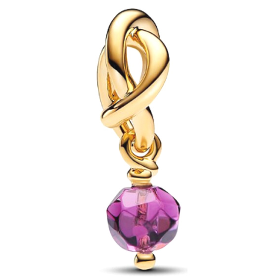 Charm Striebro 925 Prepletený fazetovaný kruh večnosti fialový, prívesok na náramok symbol február
