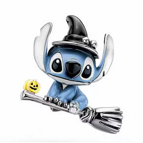 Charm Disney Lilo & Stitch – halloweensky Stitch na metle | prívesok na náramok, film