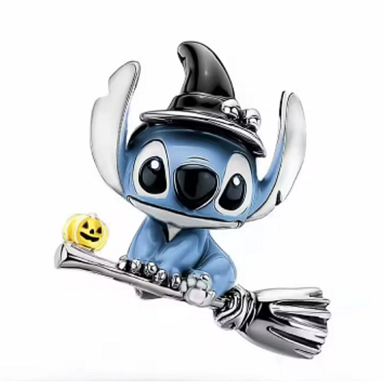 Charm Disney Lilo & Stitch – halloweensky Stitch na metle | prívesok na náramok, film