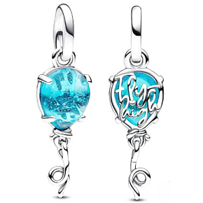 Šarm Striebro 925 Modrý balón z muránskeho skla, prívesok na náramok symbol