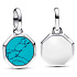 Charm Striebro 925 Mini medailón tyrkysovo modrý imitácia Tyrkys, prívesok na náramok symbol