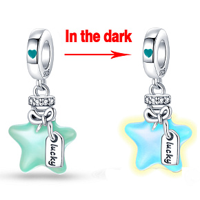 Charm Luminous - Star Sparkle, vesmírny náramok 2v1 prívesok