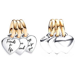 Šarm Striebro 925 Trojitý prívesok priateľstva s vygravírovaným odkazom 3v1, prívesok na náramok priateľstva Šarm Striebro 925 Trojitý prívesok priateľstva s vygravírovaným odkazom 3v1, prívesok na náramok priateľstva