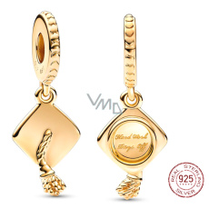 Prívesok zo striebra 925 pozlátený Graduation - Graduation Cap - Tvrdá práca sa oplatí, Graduate Pendant Bracelet Prívesok zo striebra 925 pozlátený Graduation - Graduation Cap - Tvrdá práca sa oplatí, Graduate Pendant Bracelet