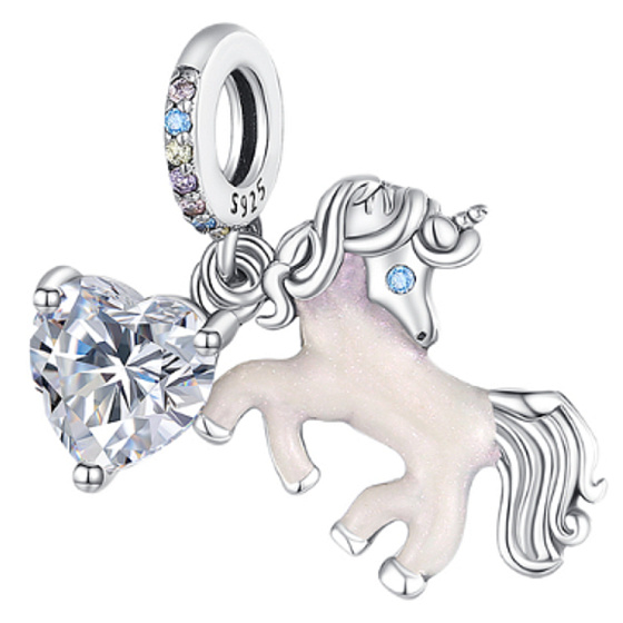 Šarm Striebro 925 Jednorožec 2v1, prívesok na náramok