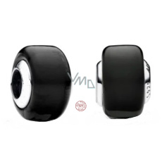 Prívesok Striebro 925 Čierne korálky z muránskeho skla na náramku symbol Prívesok Striebro 925 Čierne korálky z muránskeho skla na náramku symbol