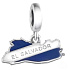 Charm Striebro 925 El Salvador vlajka - hojdajúca sa mapa, prívesok na náramok cestovanie