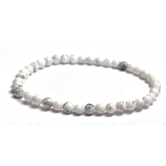 Magnezit / Howlit náramok elastický prírodný kameň, guľa 4 mm / 19 cm, čistiaci kameň