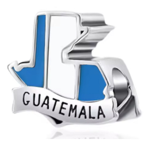 Charm Sterlingové stříbro 925 Guatemala – tajemství Mayů, příroda a opravdovost - mapa, korálek na náramek cestování