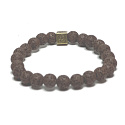 Lávová hnedá s kráľovskou mantrou Om, náramok z elastického prírodného kameňa, guľôčka 8 mm / 16-17 cm, zrodená zo štyroch živlov