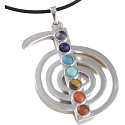 energetický prívesok 7 čakier, špirála, cca 48 x 32 mm, symbol rovnováhy, prírodné korálky