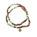 108 Mala amazonit + rodonit + lotosový náhrdelník meditačné šperky, prírodný kameň, guľôčka 6 mm