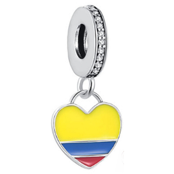 Charm Kolumbijská vlajka srdce - milujem Kolumbiu, prívesok na náramok cestovanie